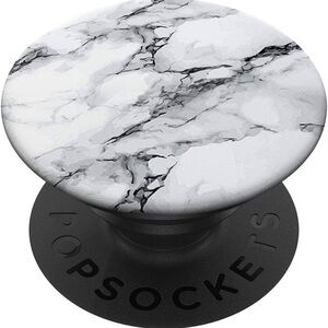 Marbled Design White & Black PopSockets PopGrip: Swappable Grip For Phones